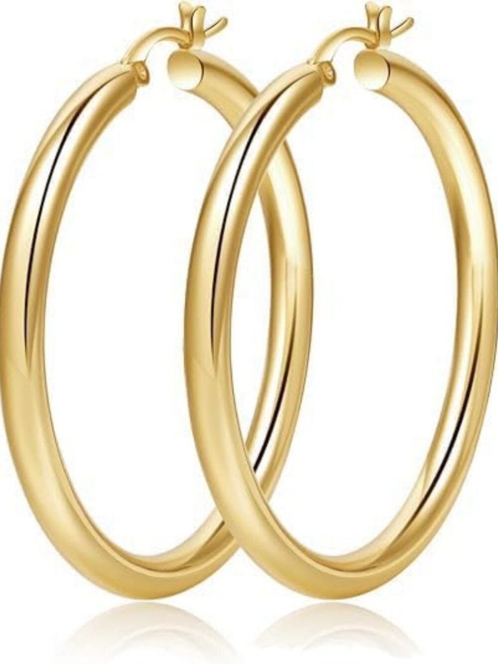 4mm Thick Gold Plated Chunky Hoop Earrings for Women - Stylish Silver Finish